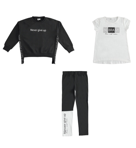 Спортивный костюм тройка с толстовкой, футболкой и леггинсами iDO