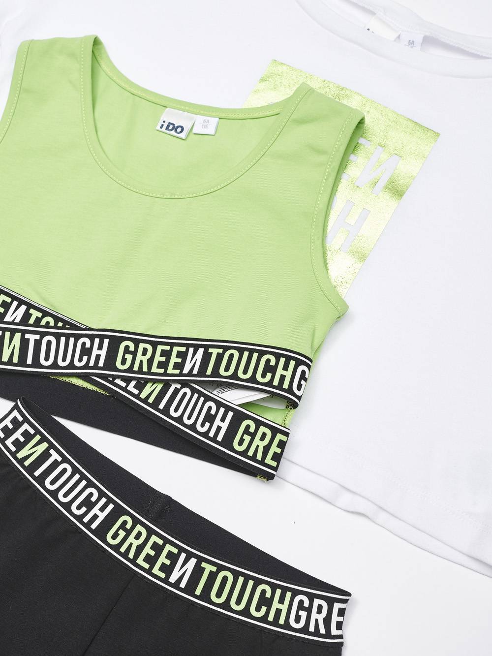 Комплекn Green Touch из футболки, топа и леггинсов