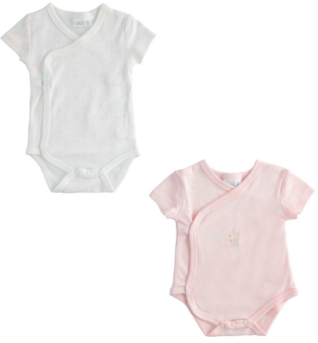 Набор из двух однотонных боди с запахом из 100% хлопка