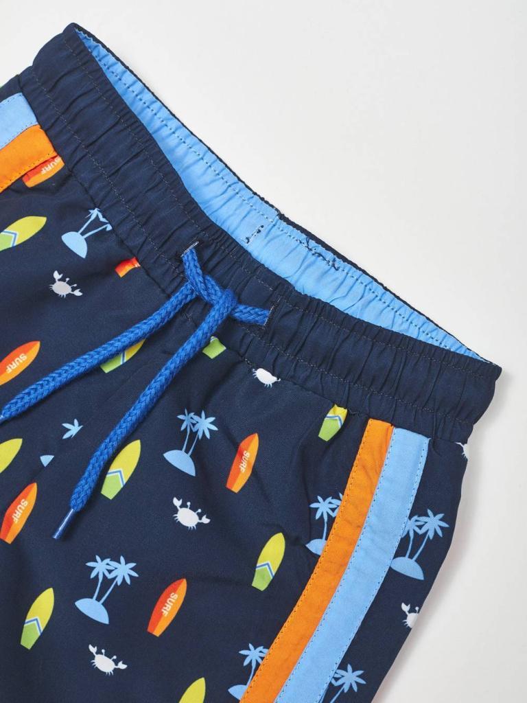 Купальные шорты для мальчика с принтом в виде пальм и серфинга 