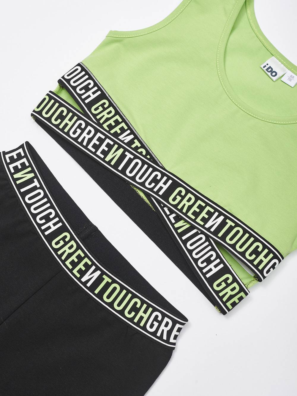 Комплекn Green Touch из футболки, топа и леггинсов