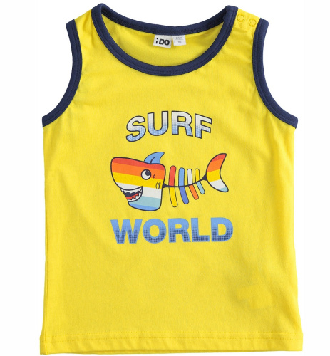 Майка с изображением рыбы и надписью "Surf world" iDO