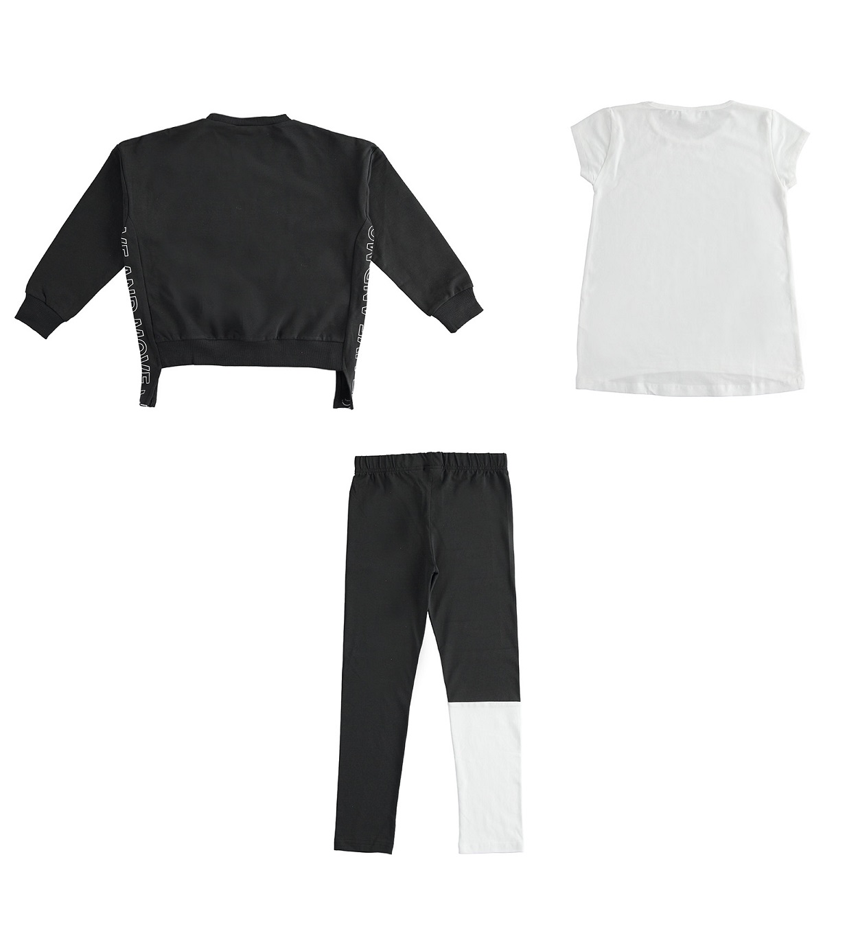 Спортивный костюм тройка с толстовкой, футболкой и леггинсами iDO