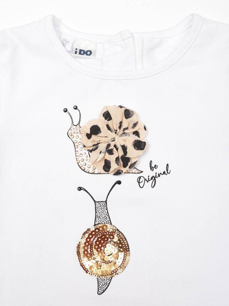 Комплект из юбки из вискозы и футболки с принтом в виде улитки iDO